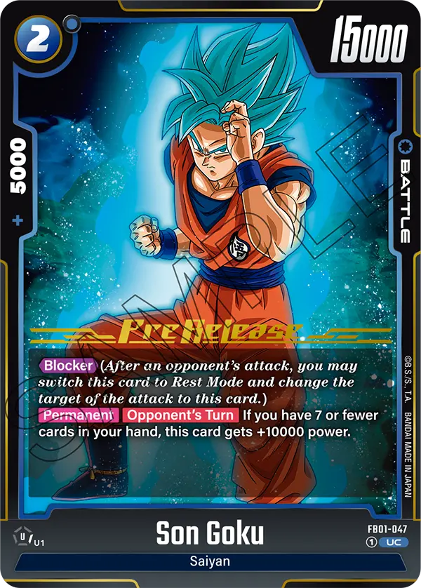 Son Goku FB01-047 Dragon Ball Fusion World card, Prerelease
