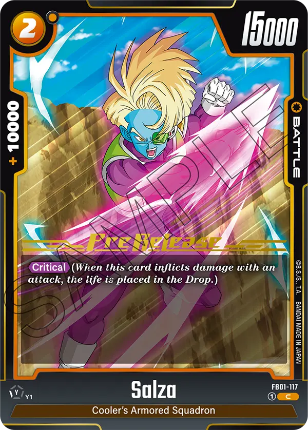 Salza FB01-117 Dragon Ball Fusion World card, Prerelease