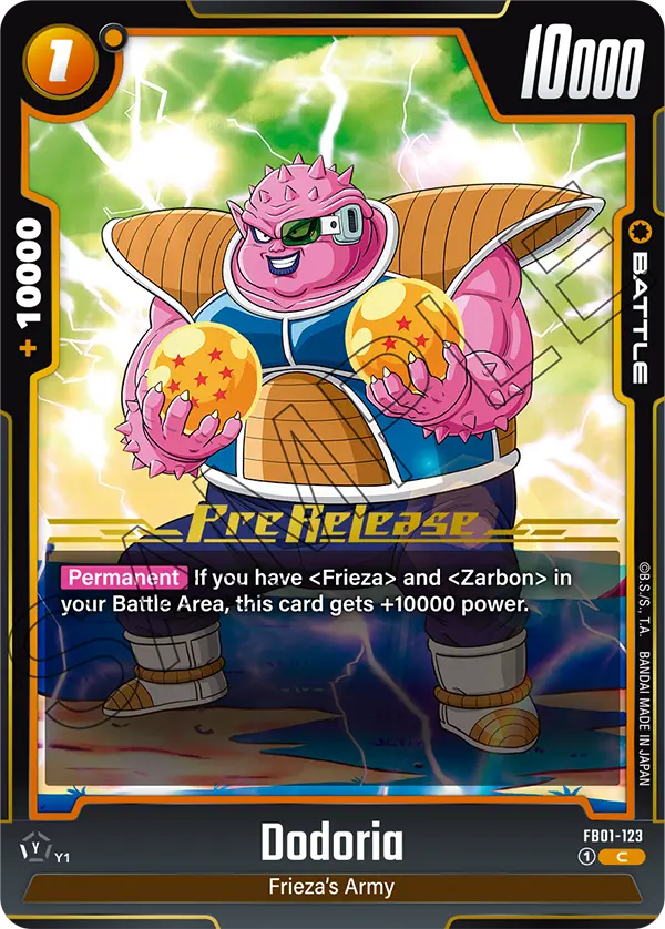 Dodoria FB01-123 Dragon Ball Fusion World card, Prerelease