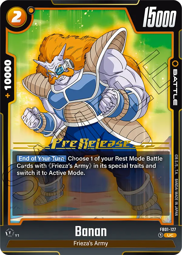 Banan FB01-127 Dragon Ball Fusion World card, Prerelease