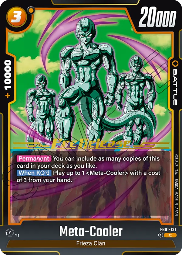 Meta-Cooler FB01-131 Dragon Ball Fusion World card, Prerelease