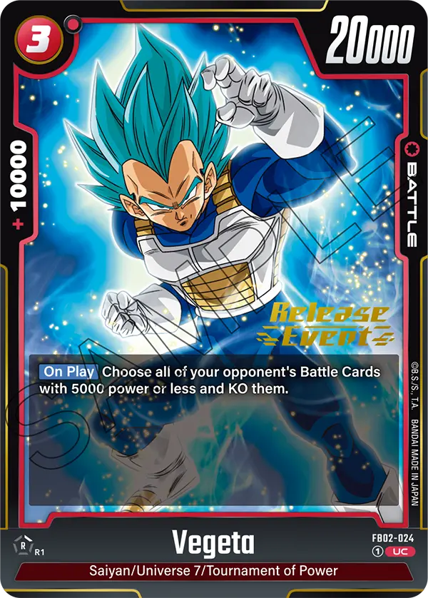 Vegeta FB02-024 Dragon Ball Fusion World card, Release Event