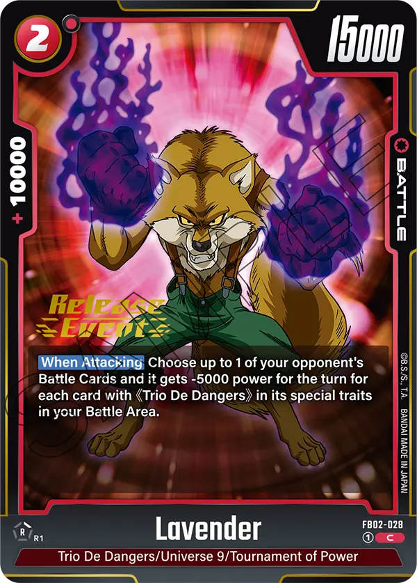 Lavender FB02-028 Dragon Ball Fusion World card, Release Event