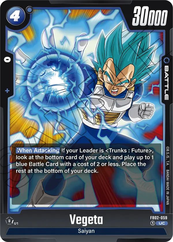 Vegeta FB02-059 Dragon Ball Fusion World card
