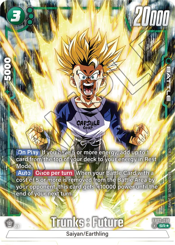 Trunks : Future FB02-091 Dragon Ball Fusion World card, Alt Art
