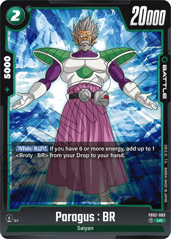 Paragus : BR FB02-093 Dragon Ball Fusion World card