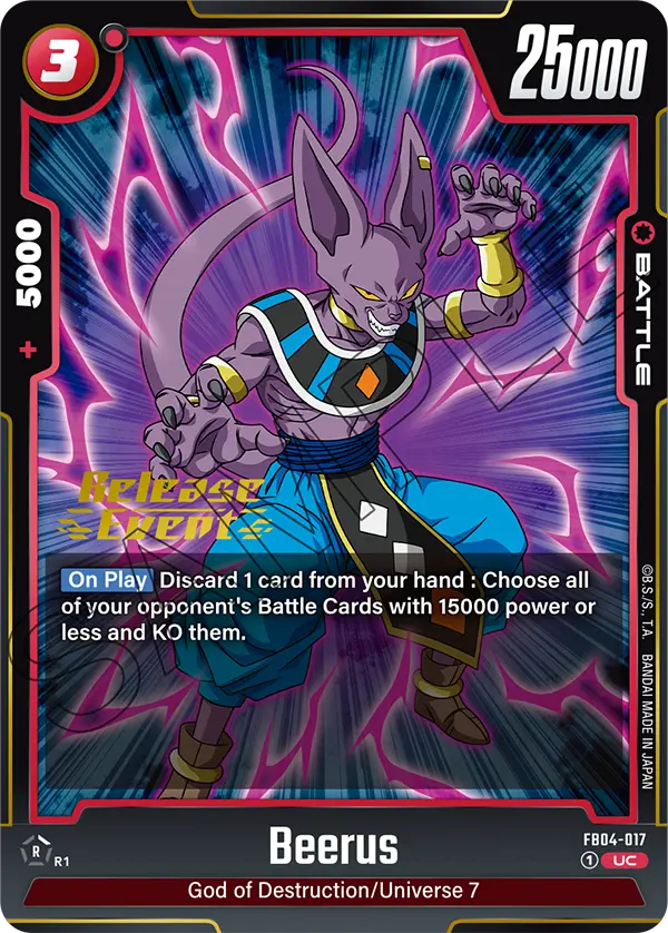 Beerus FB04-017 Dragon Ball Fusion World card, Release Event