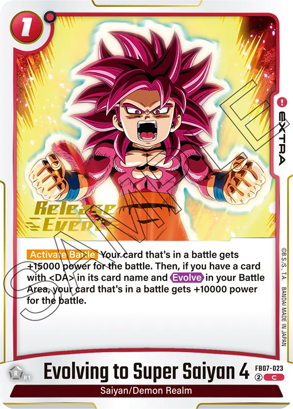 Evolving to Super Saiyan 4 FB07-023 Dragon Ball Fusion World card, Release Event