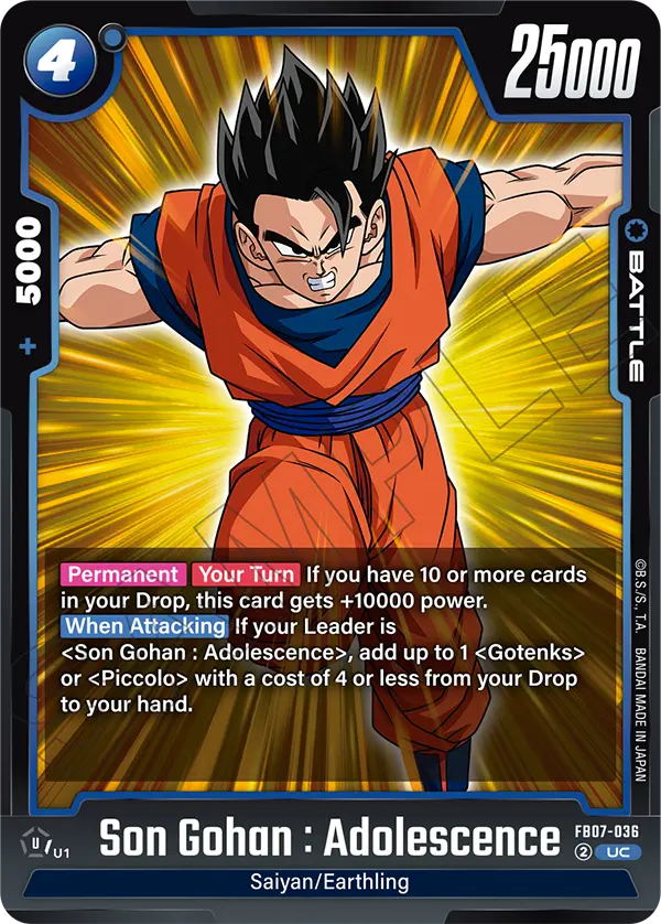 Son Gohan : Adolescence FB07-036 card
