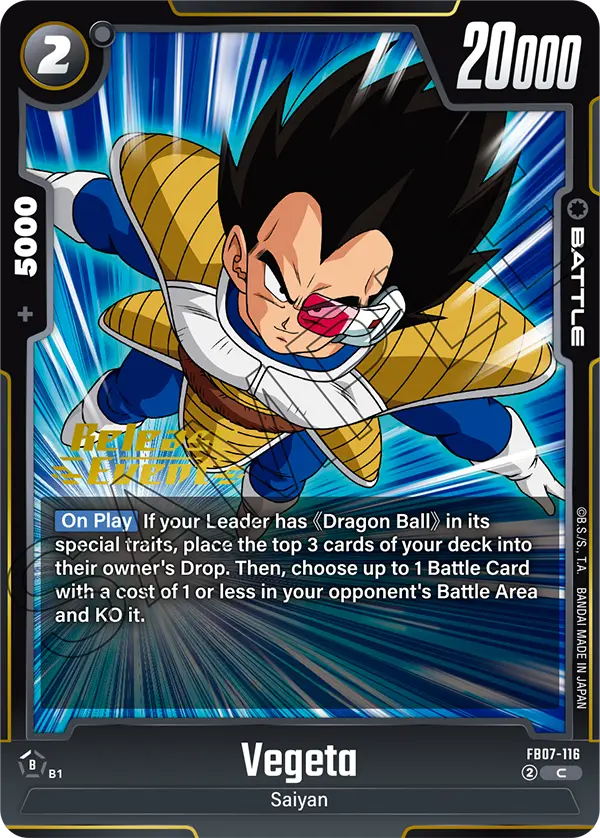 Vegeta FB07-116 Dragon Ball Fusion World card, Release Event