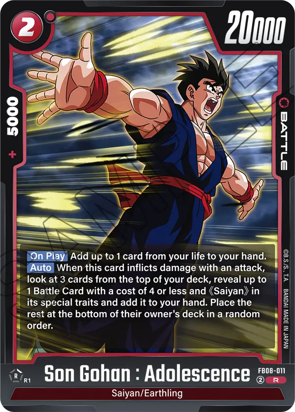 Son Gohan : Adolescence FB08-011 card