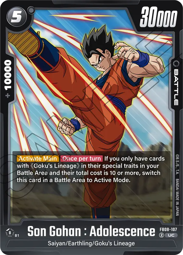 Son Gohan : Adolescence FB08-107 card