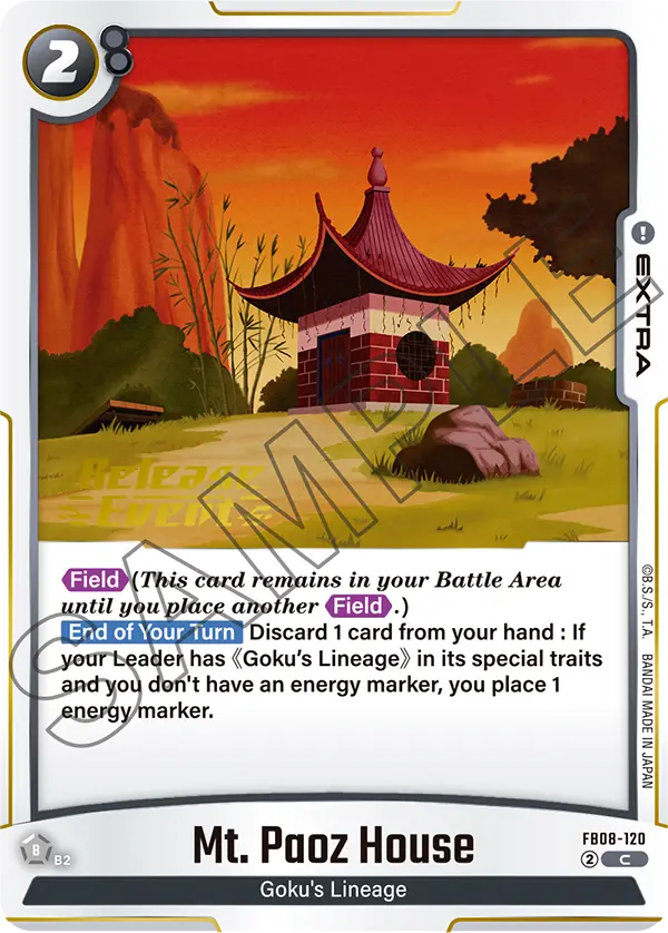 Mt. Paoz House FB08-120 Dragon Ball Fusion World card, Release Event