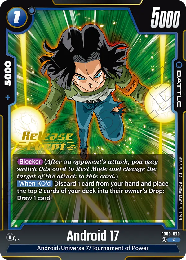 Android 17 FB09-028 Dragon Ball Fusion World card, Variant 1