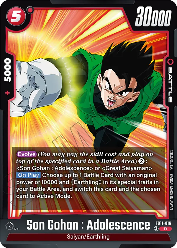 Son Gohan : Adolescence FB11-016 card