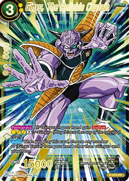 Ginyu, The Reliable Captain P-019 Dragon Ball Masters card, Gold Stamped