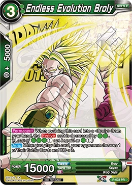 Endless Evolution Broly P-033 Dragon Ball Masters card, Promo