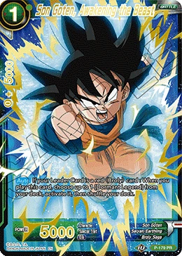 Son Goten, Awakening the Beast P-179 Dragon Ball Masters card, Gold Stamped