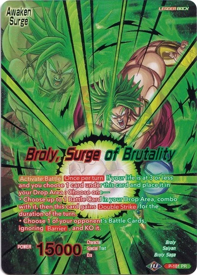 Broly P-181 Dragon Ball Masters card, Collector's Selection 1