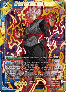 SS Rose Goku Black, Divine Prosperity P-206 Dragon Ball Masters card, Gold Stamped