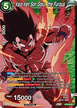 Kaio-Ken Son Goku, the Furious P-414 Dragon Ball Masters card, Promo