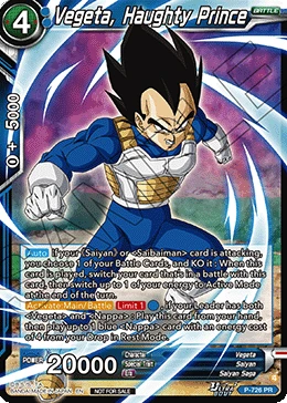 Vegeta, Haughty Prince P-726 Dragon Ball Masters card