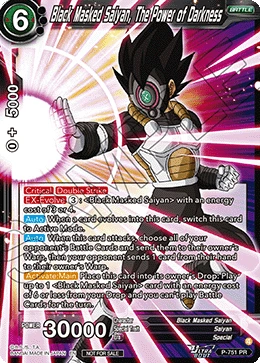 Black Masked Saiyan, The Power of Darkness P-751 Dragon Ball Masters card