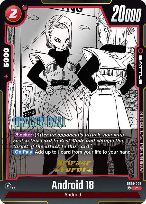 Android 18 SB01-005 Dragon Ball Fusion World card, Release Event