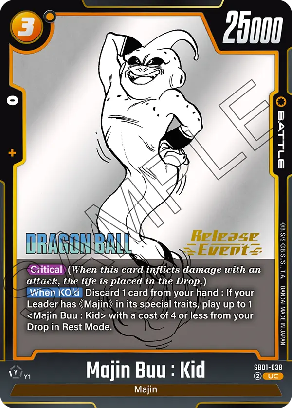 Majin Buu : Kid SB01-038 Dragon Ball Fusion World card, Release Event