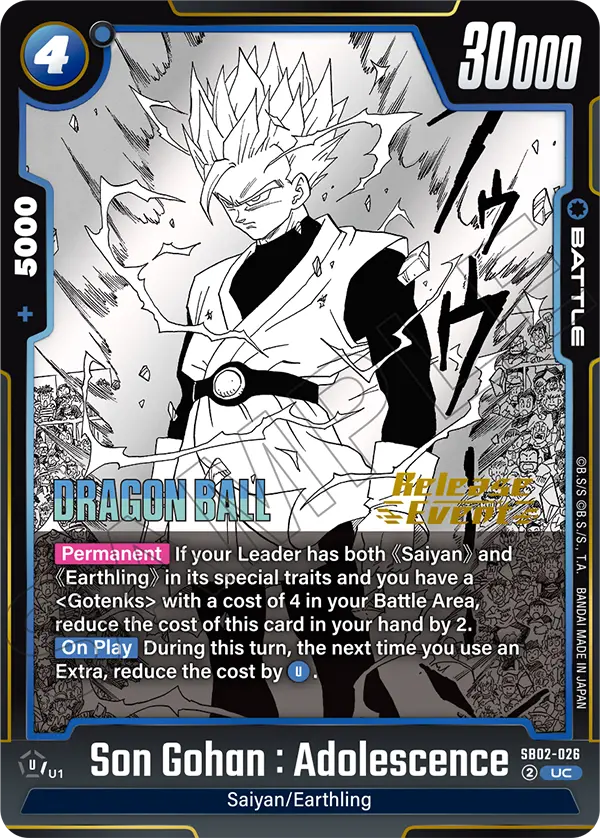 Son Gohan : Adolescence SB02-026 Dragon Ball Fusion World card, Variant 2