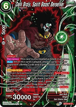 Dark Broly, Spirit Boost Berserker SD16-03 card