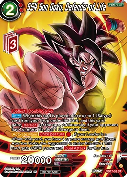 SS4 Son Goku, Defender of Life SD17-02 Dragon Ball Masters card, Promo