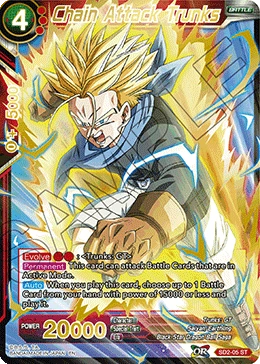 Chain Attack Trunks SD2-05 Dragon Ball Masters card, Gold Stamped