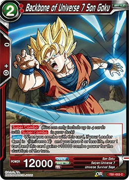 Backbone of Universe 7 Son Goku TB1-003 Dragon Ball Masters card