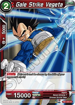 Gale Strike Vegeta TB1-005 Dragon Ball Masters card